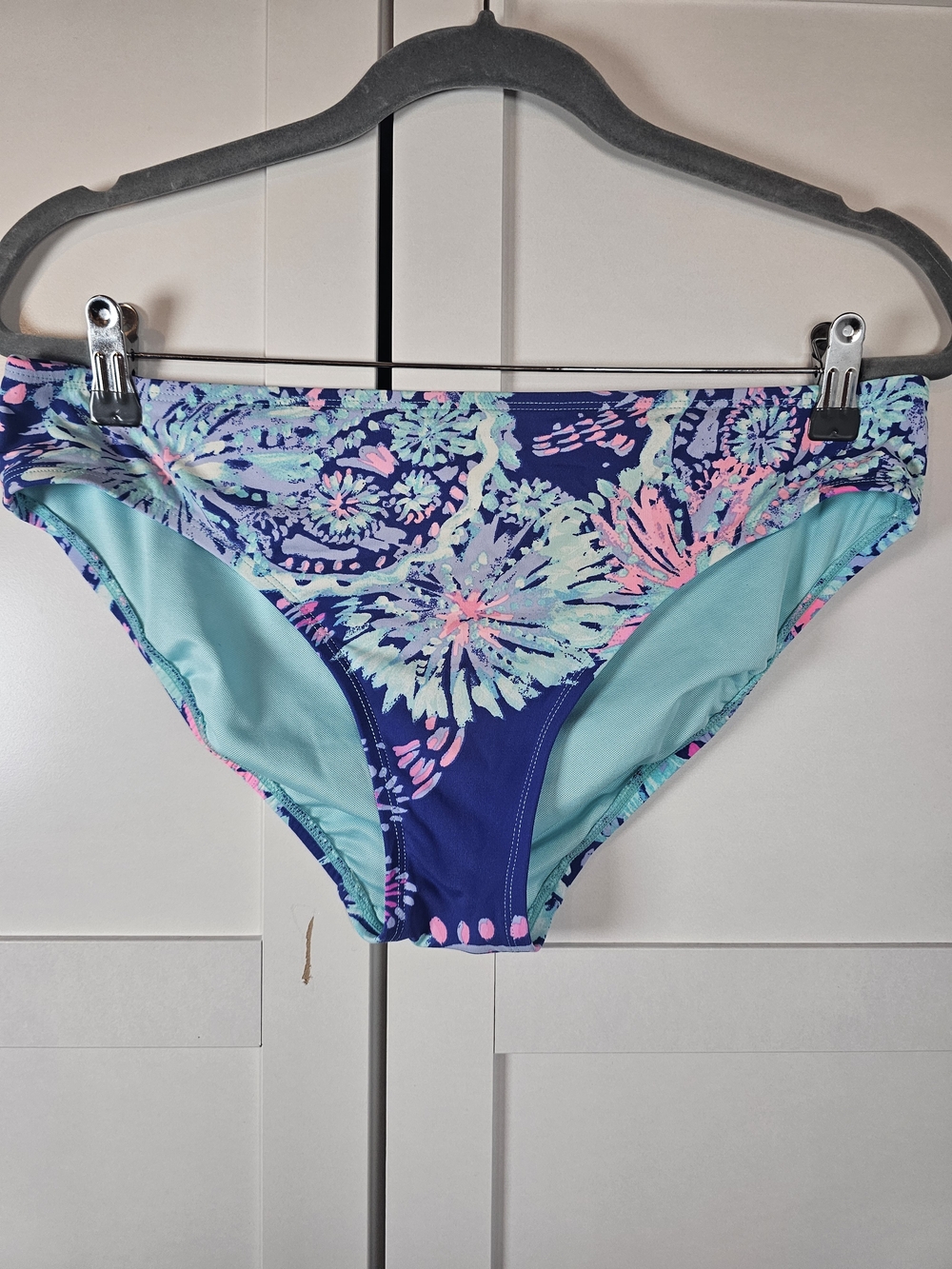 Lilly Pulitzer "Isle Lattice" Bikini Bottoms Blue Pink Sea Turtle Soiree Size 8
